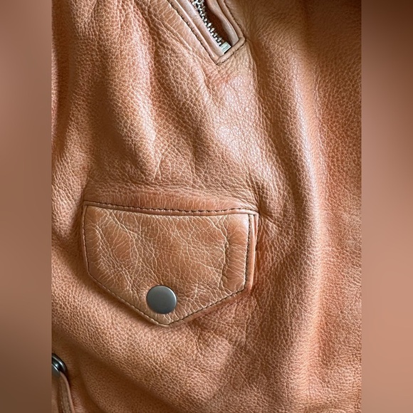 NWOT We The Free Jealousy Leather Moto Jacket M Tangerine Orange - Picture 8 of 14